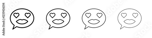Lady Love Smiley Message icon Outline sign symbol set