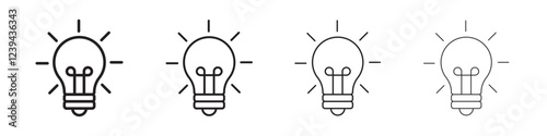 Lamp icon Outline sign symbol set