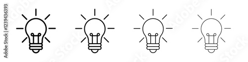 Lamp icon Outline sign symbol set