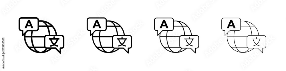 Language icon Outline sign symbol set Language icon Outline sign symbol set