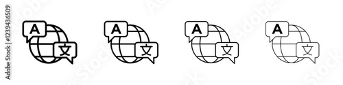 Language icon Outline sign symbol set