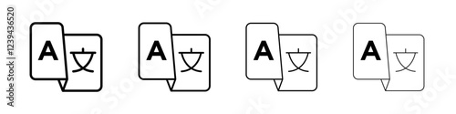 Language icon Outline sign symbol set