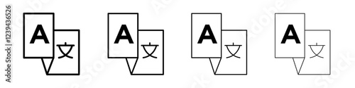 Language icon Outline sign symbol set
