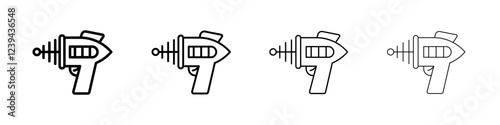 Laser gun icon Outline sign symbol set