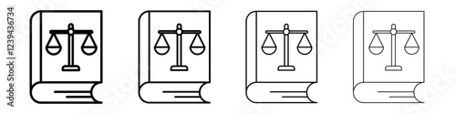 Law book icon Outline sign symbol set