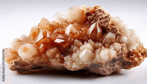 macro close up of aragonite mineral stone on a white history