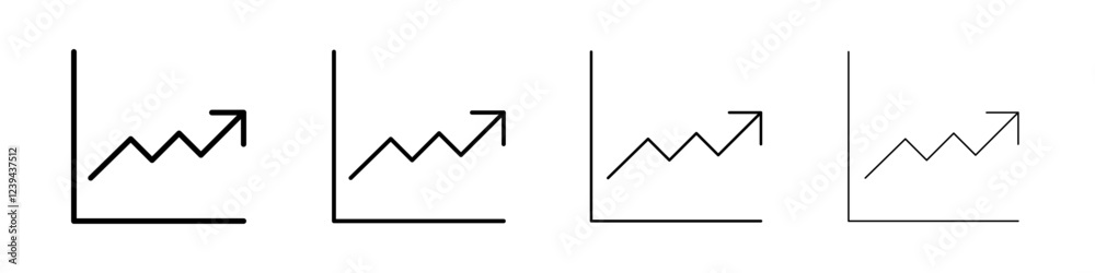 Line chart icon Outline sign symbol set Line chart icon Outline sign symbol set