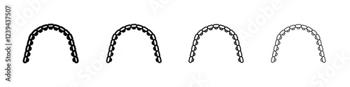 lingual braces icon Outline sign symbol set