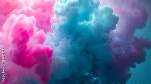 Soothing video of abstract vapor, clouds movements with gentle pink and blue gradients and slow transitions, evoking a peaceful and meditative atmosphere in digital art.