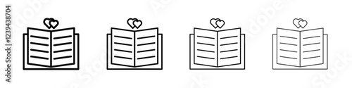 Love story icon Outline sign symbol set