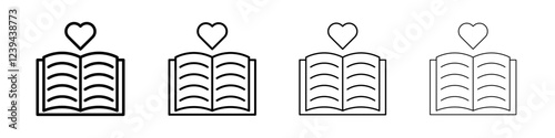 Love story icon Outline sign symbol set