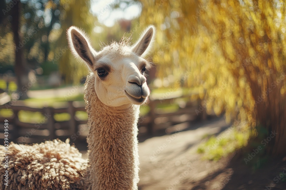Obraz premium Llama observation in the nature and walking park