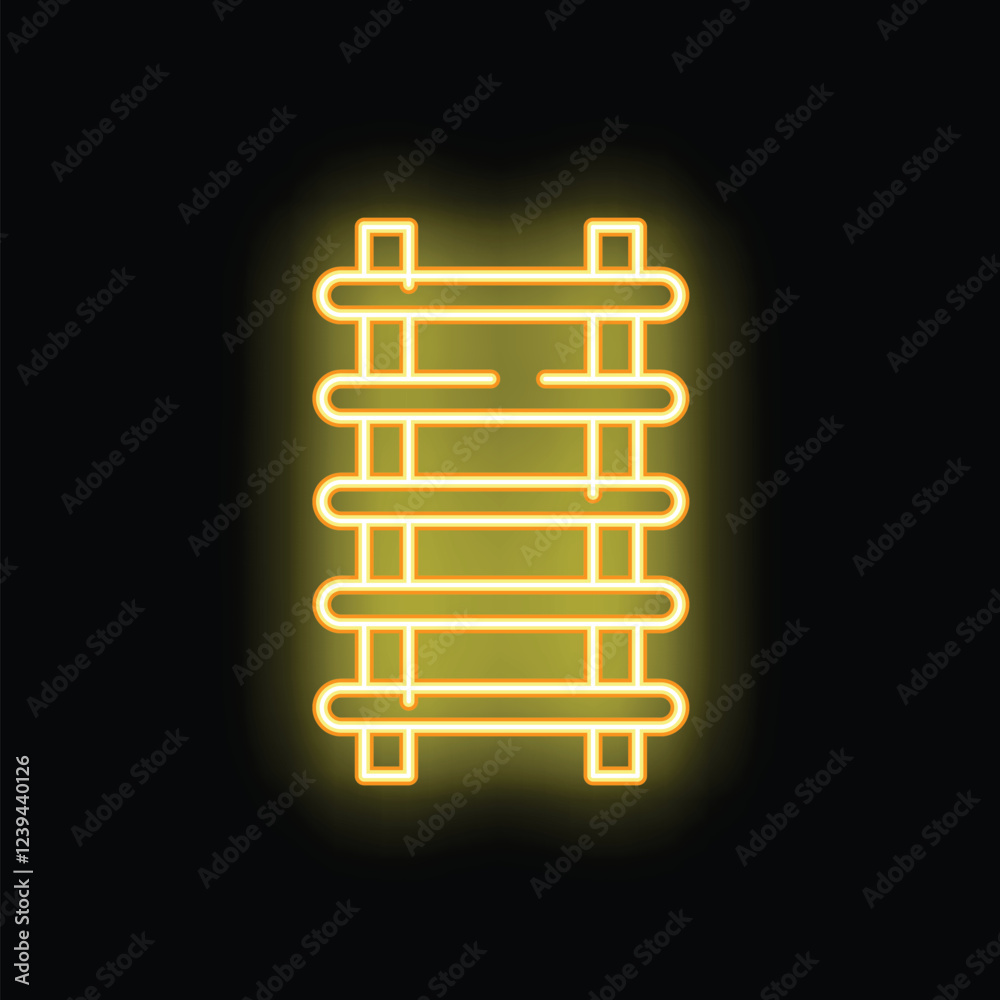 Glowing neon line wooden ladder icon isolated on black background vector illustration Glowing neon line wooden ladder icon isolated on black background vector illustration