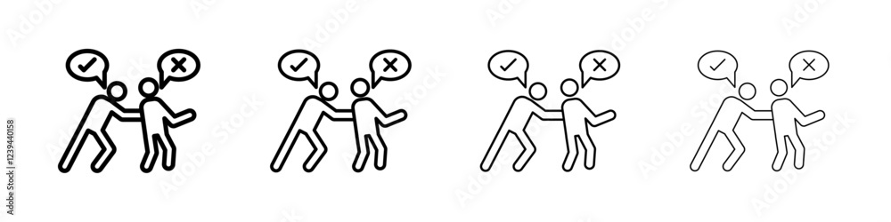 Man pushing another person icon Outline sign symbol set Man pushing another person icon Outline sign symbol set