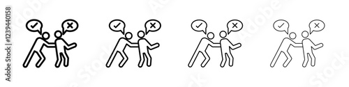 Man pushing another person icon Outline sign symbol set