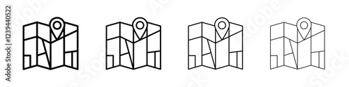 Map icon Outline sign symbol set