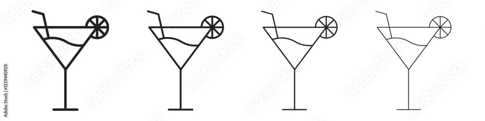 Martini glass icon Outline sign symbol set Martini glass icon Outline sign symbol set