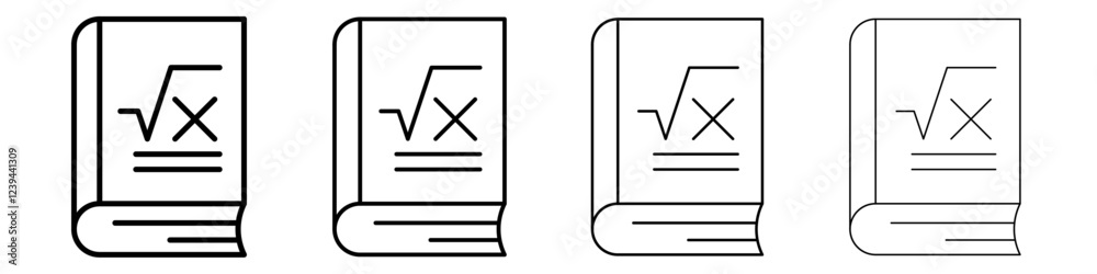 Maths book icon Outline sign symbol set Maths book icon Outline sign symbol set