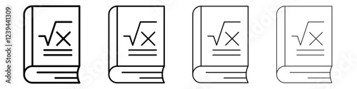 Maths book icon Outline sign symbol set
