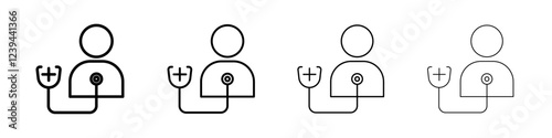 Medical check-up icon Outline sign symbol set