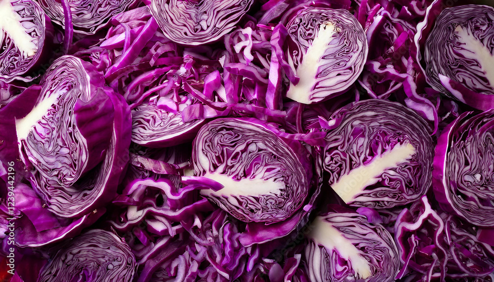 Obraz premium chopped pink cabbage remoted object background