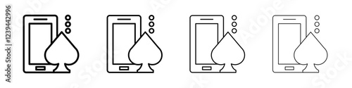Mobile casino icon Outline sign symbol set