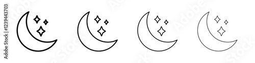 Moon icon Outline sign symbol set