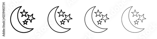 Moon stars icon Outline sign symbol set
