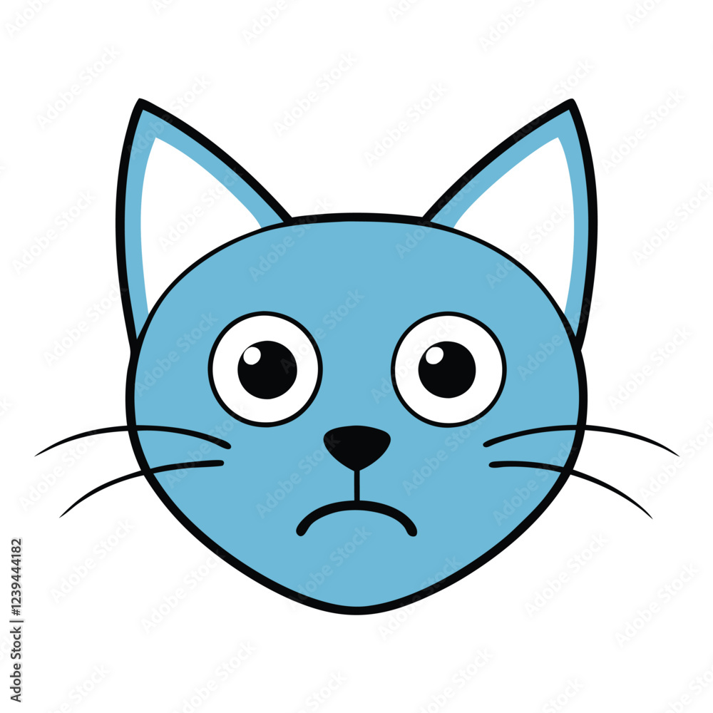 Cat head sad face vector art illustration Cat head sad face vector art illustration