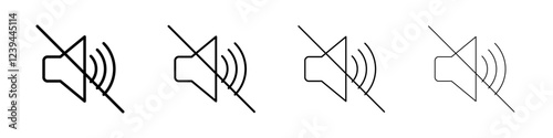 Mute sound icon Outline sign symbol set