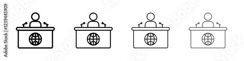 News presenter on TV Show icon Outline sign symbol set