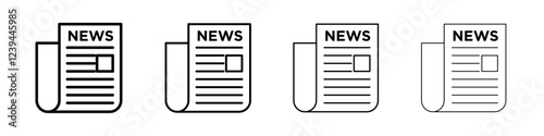 Newspaper icon Outline sign symbol set