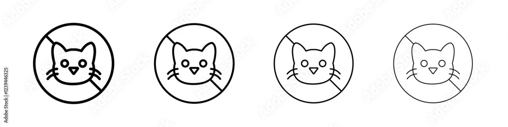 Obraz premium No cats allowed icon Outline sign symbol set