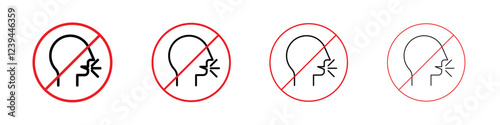 No Cough icon Outline sign symbol set
