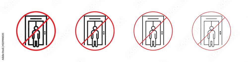 No Elevator Sign icon Outline sign symbol set No Elevator Sign icon Outline sign symbol set