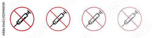 No vaccine icon Outline sign symbol set