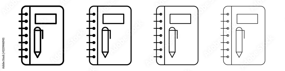 Notebook icon Outline sign symbol set Notebook icon Outline sign symbol set