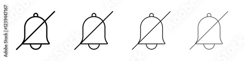 Notification off icon Outline sign symbol set