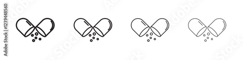 Open Capsule icon Outline sign symbol set