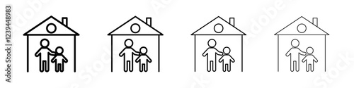 Orphanage house icon Outline sign symbol set