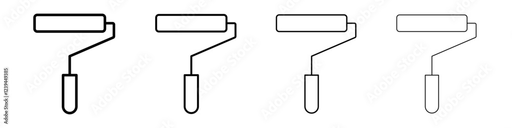 Paint roller icon Outline sign symbol set