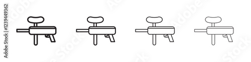 Paintball gun icon Outline sign symbol set