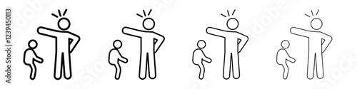 Parents scolding child icon Outline sign symbol set