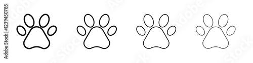 Paw icon Outline sign symbol set