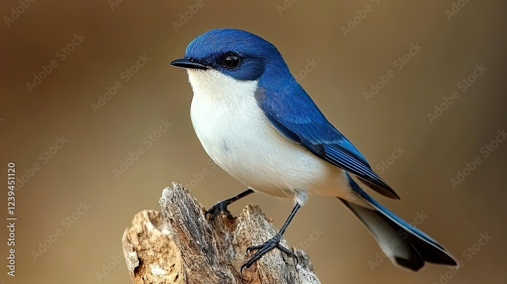 A stunning ultramarine flycatcher perched elegantly in the wild. A stunning ultramarine flycatcher perched elegantly in the wild.