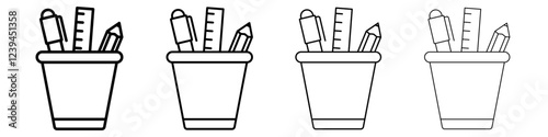 Pencil holder icon Outline sign symbol set