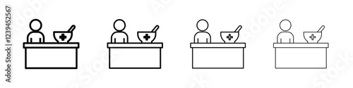 Pharmacist icon Outline sign symbol set