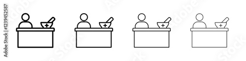 Pharmacist icon Outline sign symbol set