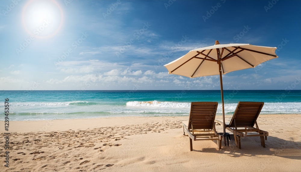 beach with umbrella and chairs beach with umbrella and chairs