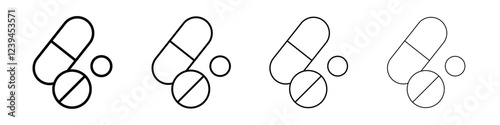 Pills icon Outline sign symbol set